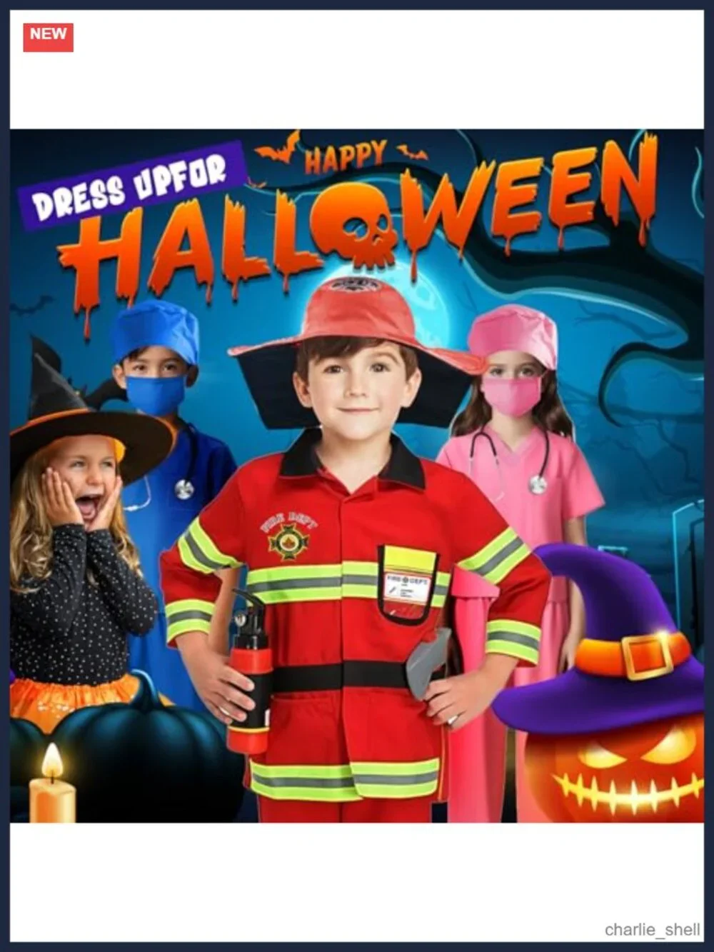 Kids Firefighter Costume Set 8pc Fireman Outfit Pretend Play Dress Up